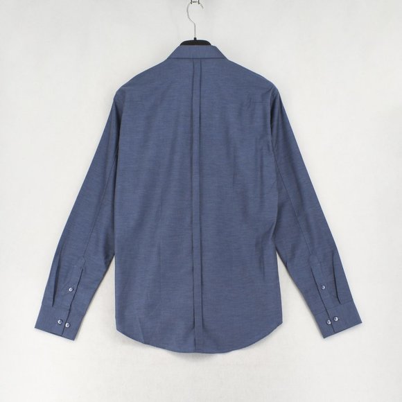 Vardama Dress Shirt Men Button Down Dover Textured Slim Fit Shirt Blue 17.5 - Picture 8 of 9